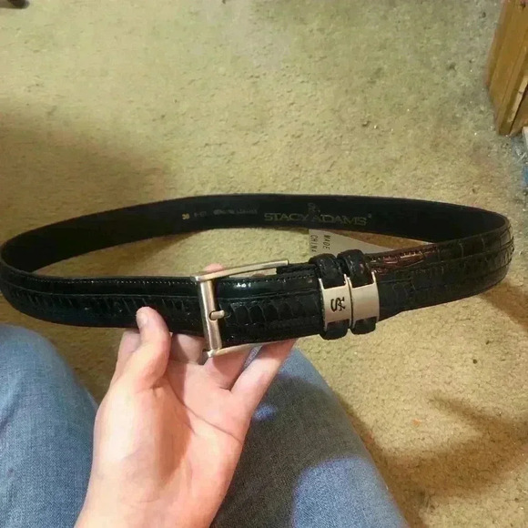 Stacy Adams genuine leather black belt men’s 43 inches long - Picture 1 of 7